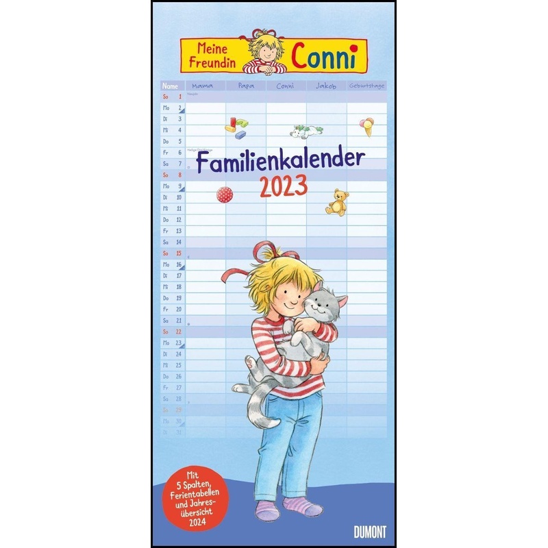 Conni Familienkalender 2023 - Wandkalender - Familienplaner mit 5 Spalten - Format 22 x 49,5 cm