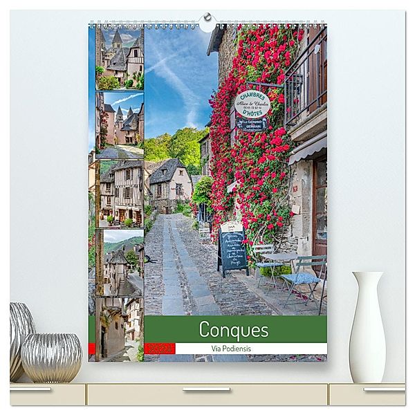 Conques - Via Podiensis (hochwertiger Premium Wandkalender 2024 DIN A2 hoch), Kunstdruck in Hochglanz, Calvendo, Bodo Schmidt