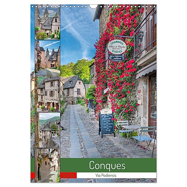 Conques - Via Podiensis (Wandkalender 2024 DIN A3 hoch), CALVENDO Monatskalender, Calvendo, Bodo Schmidt