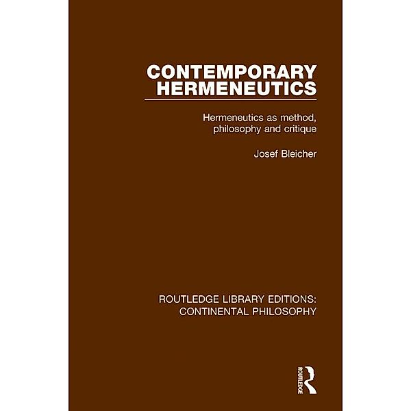 Contemporary Hermeneutics, Josef Bleicher