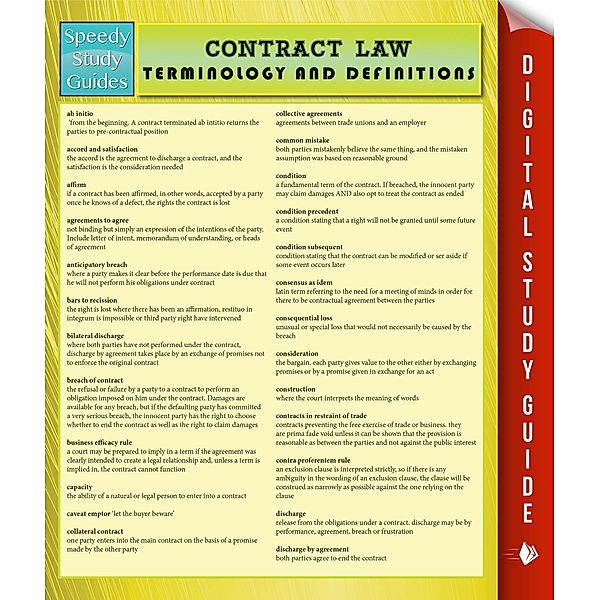 Contract Law Terminology and Definitions (Speedy Study Guide) / Dot EDU, Speedy Publishing