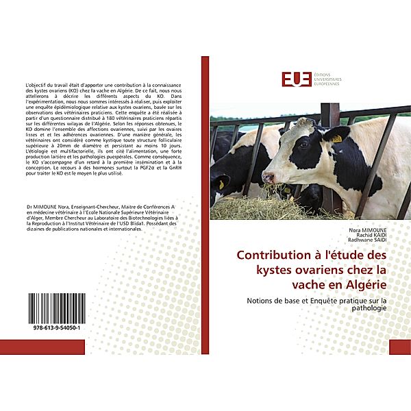 Contribution à l'étude des kystes ovariens chez la vache en Algérie, Nora MIMOUNE, Rachid Kaidi, Radhwane Saidi
