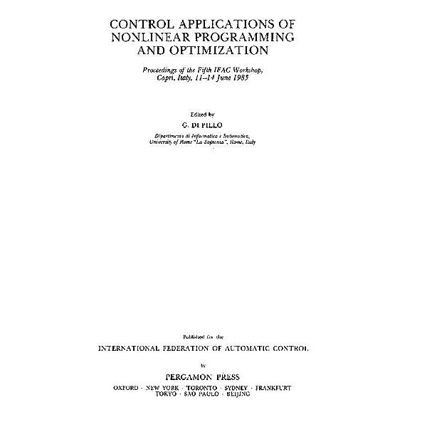 Control Applications of Nonlinear Programming and Optimization