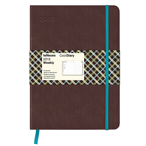 Cool Diary, Wochenkalender mittel, Brown/Chequered Turquise/Brown 2013