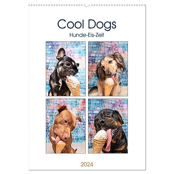 Cool Dogs - Hunde-Eis-Zeit (Wandkalender 2024 DIN A2 hoch), CALVENDO Monatskalender, Sonja Teßen