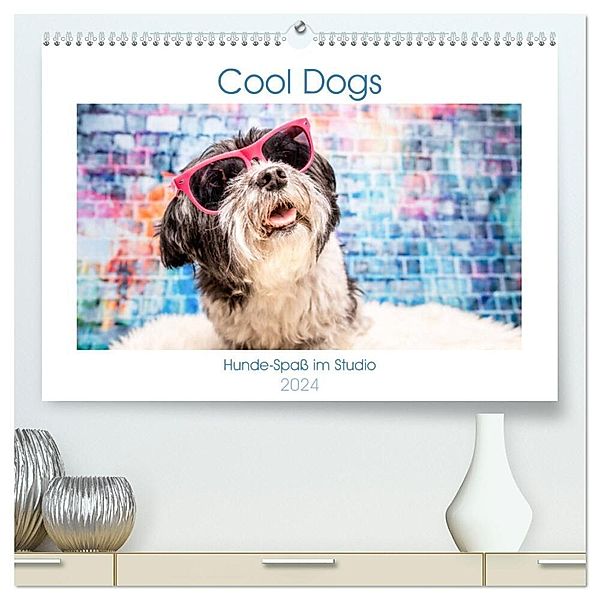 Cool Dogs - Hunde-Spaß im Studio (hochwertiger Premium Wandkalender 2024 DIN A2 quer), Kunstdruck in Hochglanz, Sonja Teßen