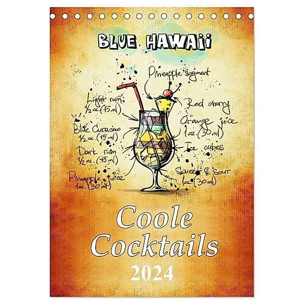 Coole Cocktails (Tischkalender 2024 DIN A5 hoch), CALVENDO Monatskalender, Peter Roder