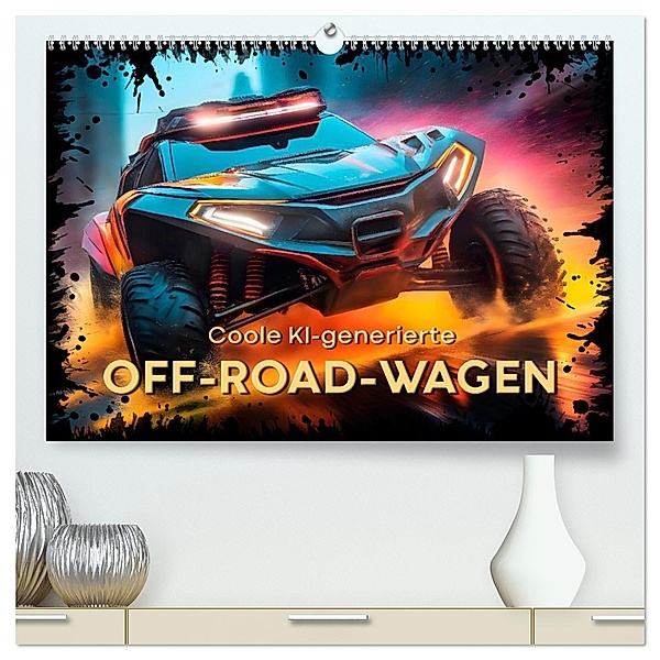 Coole KI-generierte OFF-ROAD-WAGEN (hochwertiger Premium Wandkalender 2024 DIN A2 quer), Kunstdruck in Hochglanz, Melanie Viola