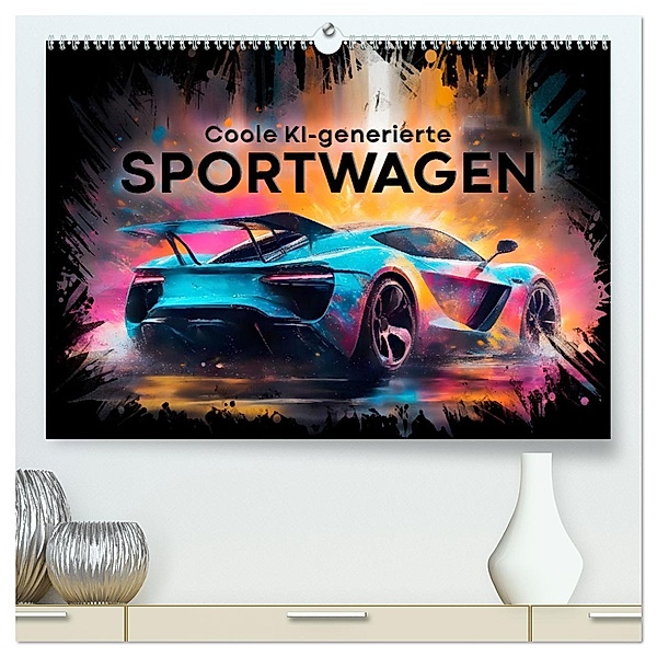 Coole KI-generierte SPORTWAGEN (hochwertiger Premium Wandkalender 2024 DIN A2 quer), Kunstdruck in Hochglanz, Melanie Viola