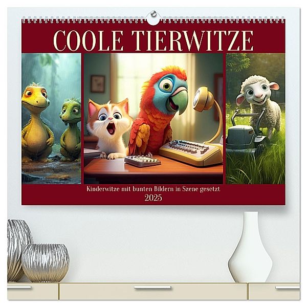 Coole Tierwitze (hochwertiger Premium Wandkalender 2025 DIN A2 quer), Kunstdruck in Hochglanz, Calvendo, Sabine Löwer