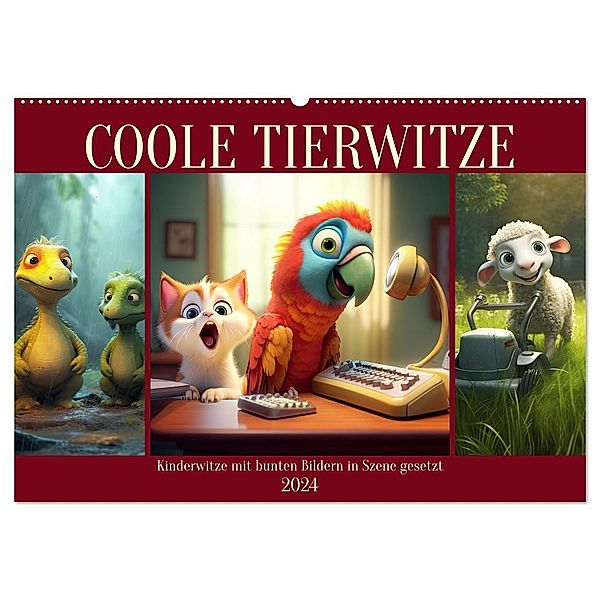 Coole Tierwitze (Wandkalender 2024 DIN A2 quer), CALVENDO Monatskalender, Sabine Löwer