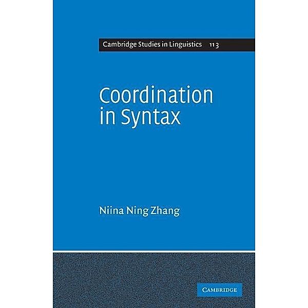 Coordination in Syntax / Cambridge Studies in Linguistics, Niina Ning Zhang