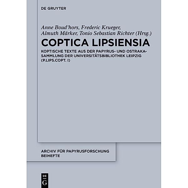 Coptica Lipsiensia / Archiv für Papyrusforschung und verwandte Gebiete - Beihefte Bd.52