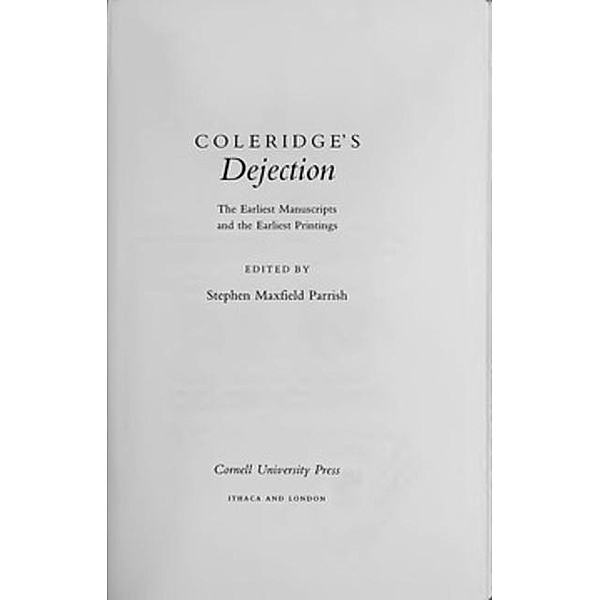 Cornell University Press: Coleridge's Dejection