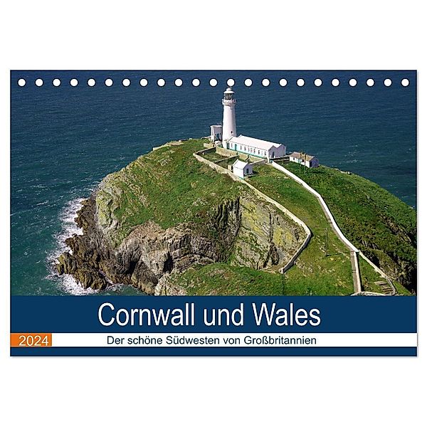 Cornwall und Wales (Tischkalender 2024 DIN A5 quer), CALVENDO Monatskalender, Reinhard Pantke