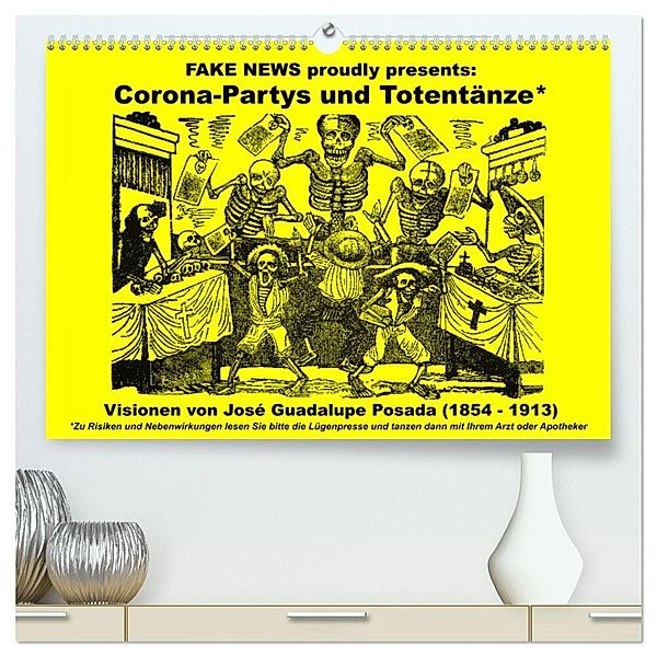 Corona-Partys und Totentänze (hochwertiger Premium Wandkalender 2024 DIN A2 quer), Kunstdruck in Hochglanz, Claus Liepke