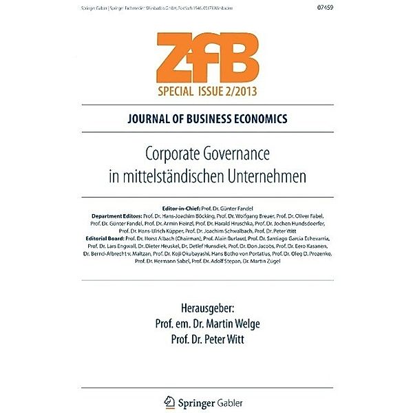 Corporate Governance in mittelständischen Unternehmen / ZfB Special Issue Bd.2/2013