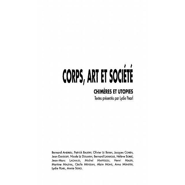 Corps, art et societe / Hors-collection, Lydie Pearl