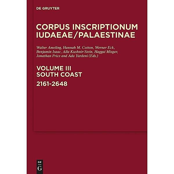 Corpus Inscriptionum Iudaeae/Palaestinae - Volume 3 Southcoast