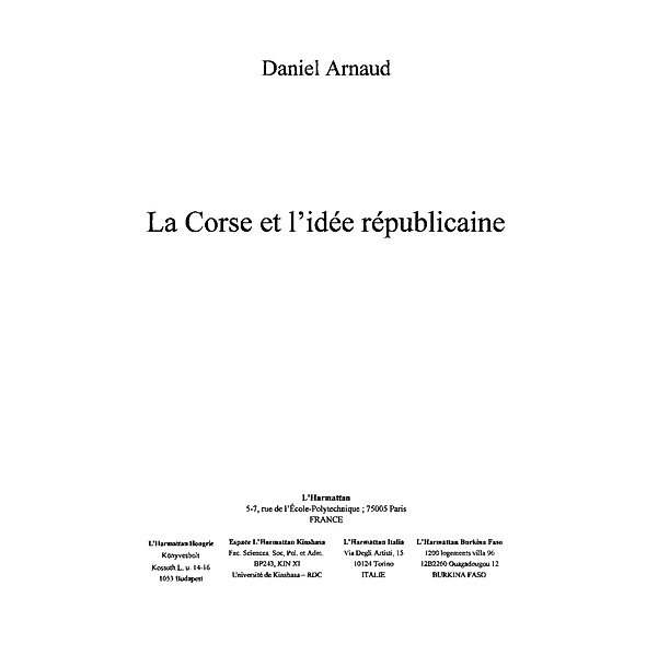 Corse et l'idee republicaine / Hors-collection, Cros Francois