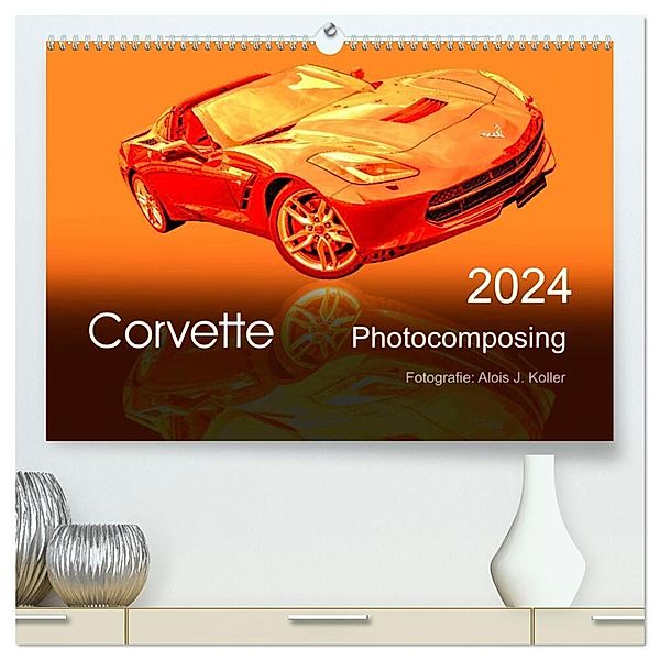 Corvette Photocomposing (hochwertiger Premium Wandkalender 2024 DIN A2 quer), Kunstdruck in Hochglanz, Alois J. Koller