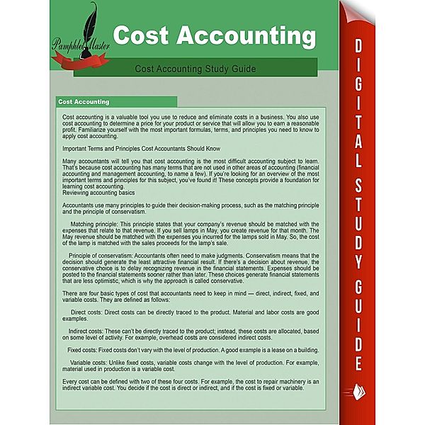 Cost Accounting / Student Companion Edition, Pamphlet Master