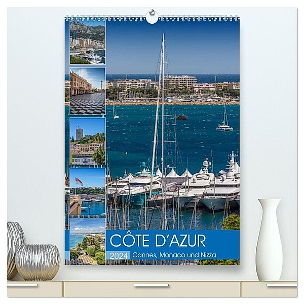 CÔTE D'AZUR Cannes, Monaco und Nizza (hochwertiger Premium Wandkalender 2024 DIN A2 hoch), Kunstdruck in Hochglanz, Melanie Viola