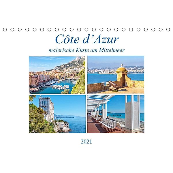 Côte d'Azur - malerische Küste am Mittelmeer (Tischkalender 2021 DIN A5 quer), Nina Schwarze