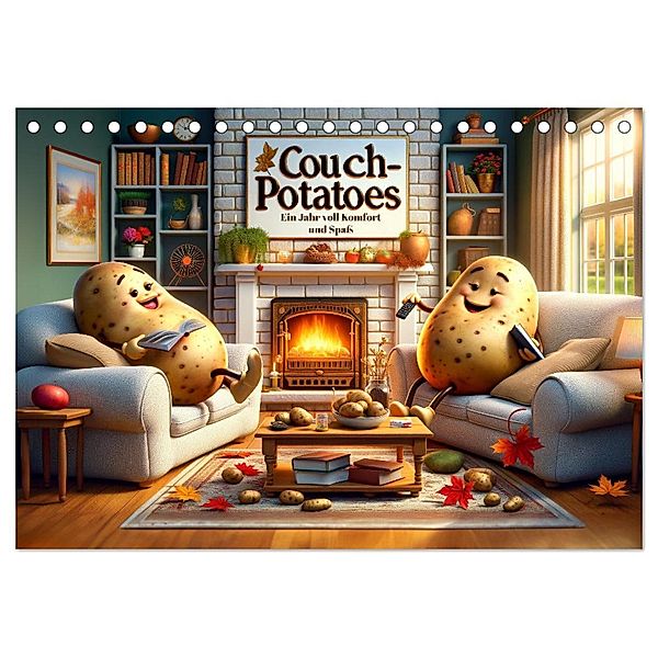 Couch Potatoes: Ein Jahr voll Komfort und Spass (Tischkalender 2025 DIN A5 quer), CALVENDO Monatskalender, Calvendo, artefacti