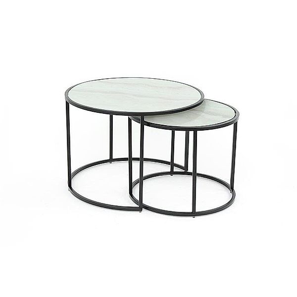 Couchtisch 2er-Set Santos (Farbe: marmor/schwarz)