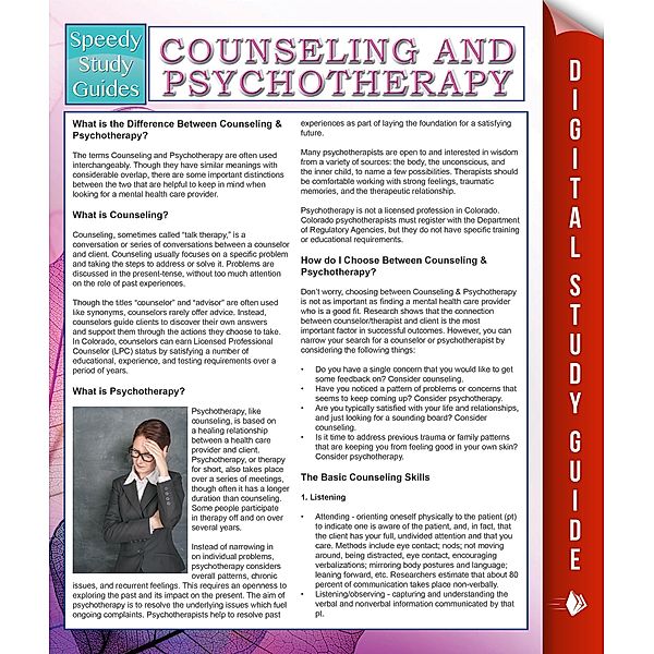 Counseling And Psychotherapy (Speedy Study Guides) / Dot EDU, Speedy Publishing