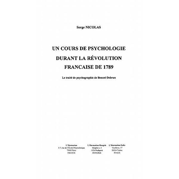 Cours de psychologie durant larevolutio / Hors-collection, Nicolas Serge