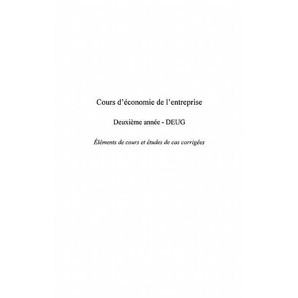 Cours d'economie de l'entreprise deuxiem / Hors-collection, Gamsore Francis L.