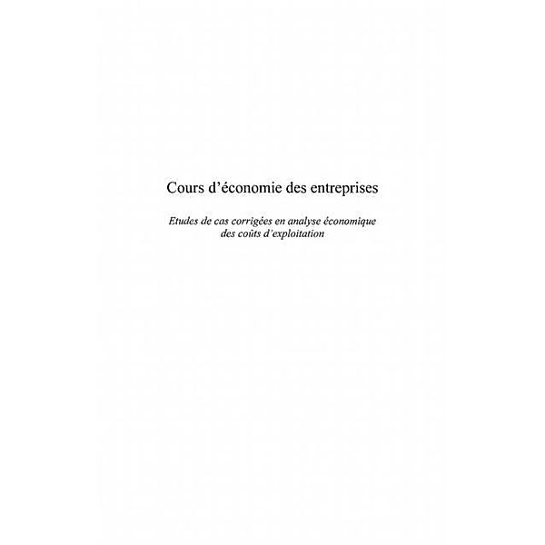 Cours d'economie des entreprises / Hors-collection, Gamsore Francis L.