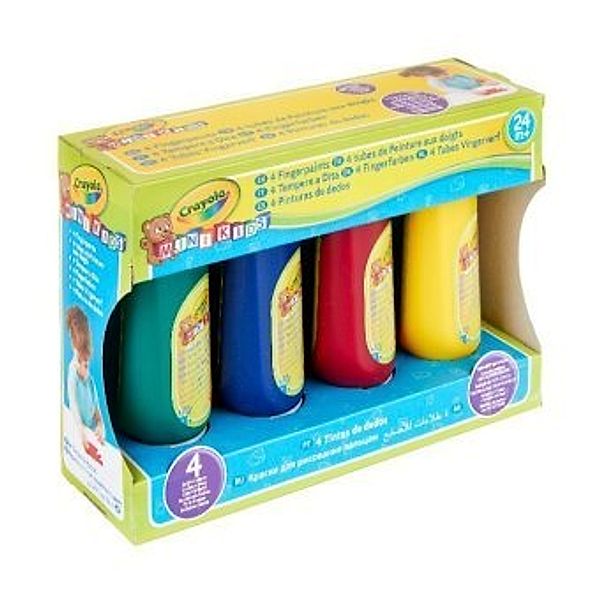 Crayola Mini Kids Auswaschbare Fingerfarben, 4 Tuben