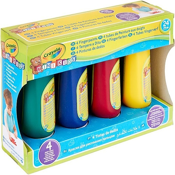 Crayola Mini Kids Auswaschbare Fingerfarben, 4 Tuben