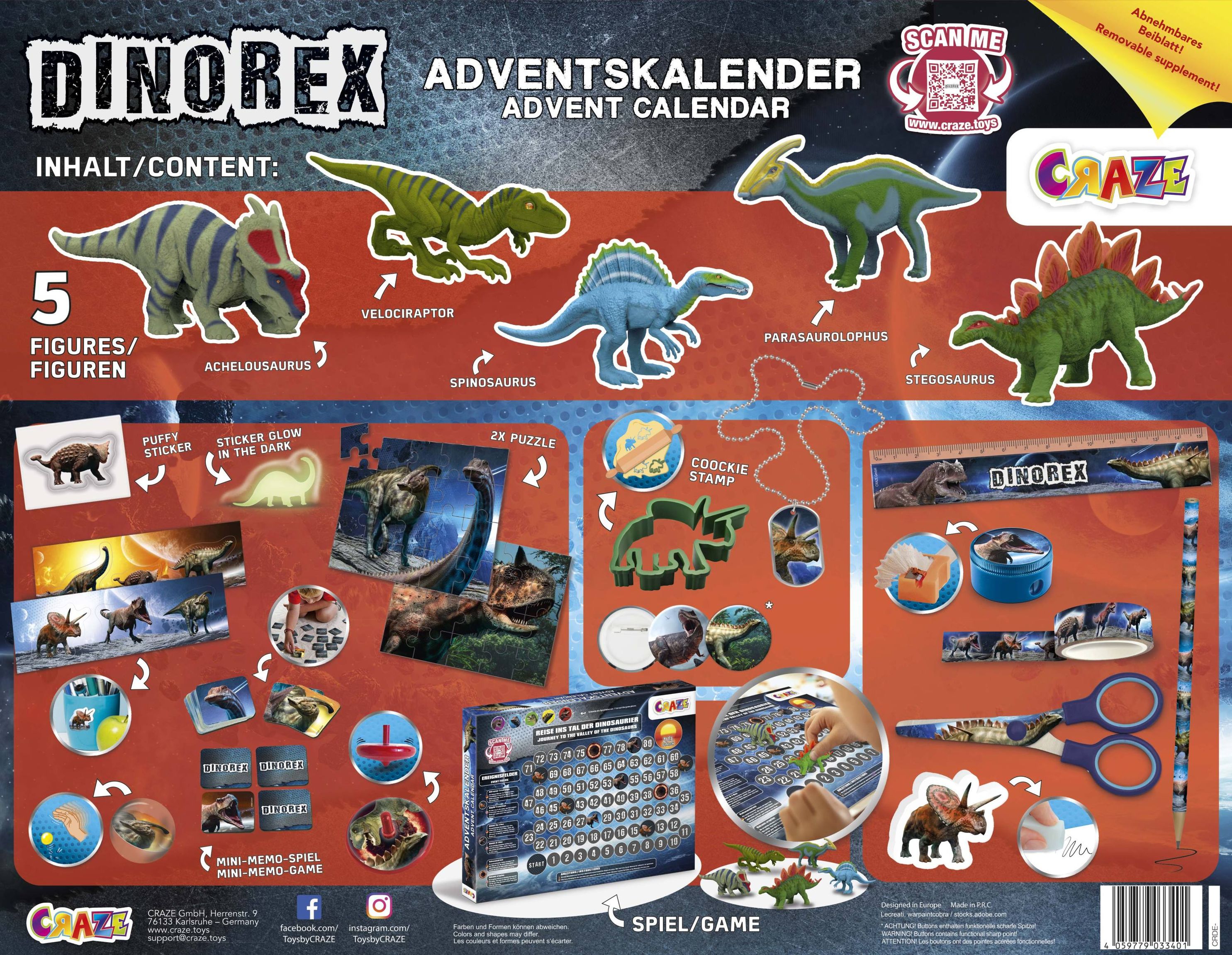 Craze Dinosaurier-Adventskalender Dinorex 2021 - Kalender bestellen