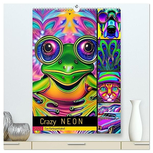 Crazy Neon - Das Farbspektakel (hochwertiger Premium Wandkalender 2024 DIN A2 hoch), Kunstdruck in Hochglanz, Cathrin Illgen