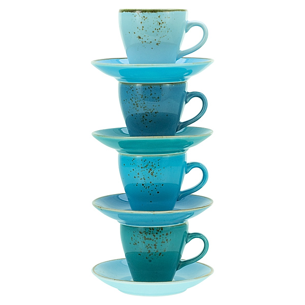 CreaTable Espressotassen 8-tlg Nature Collection blau