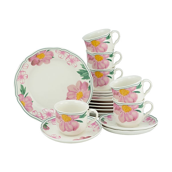 CreaTable Kaffeeservice 18-tlg Alba Rose weiss