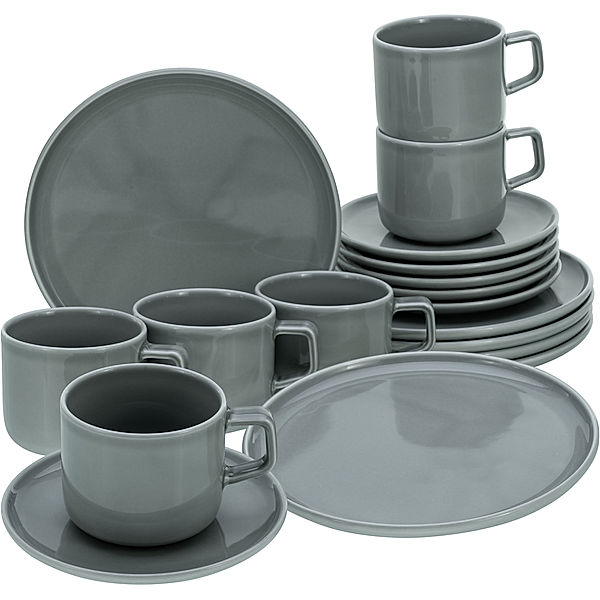 CreaTable Kaffeeservice 18-tlg Chef Collection grau