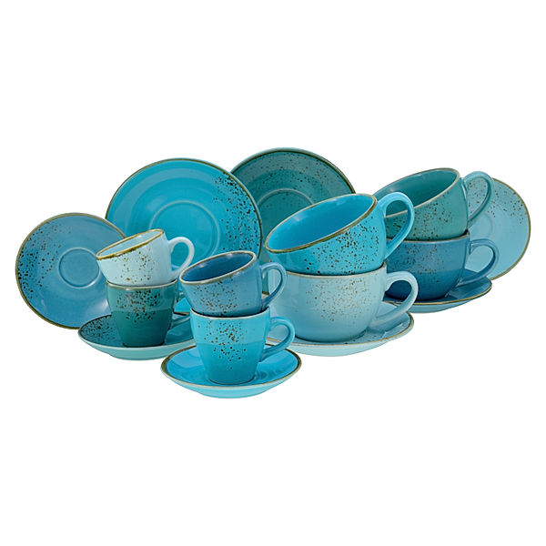 CreaTable Tassen-Set 16-tlg Nature Collection aqua