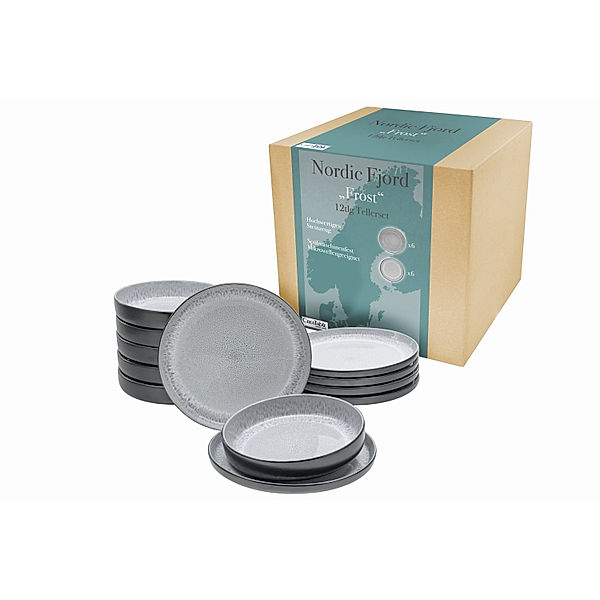 CreaTable Tellerset 12-tlg Nordic Fjord grau