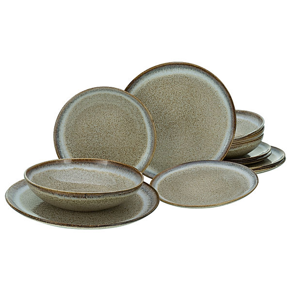 CreaTable Tellerset 12-tlg Stone Town braun