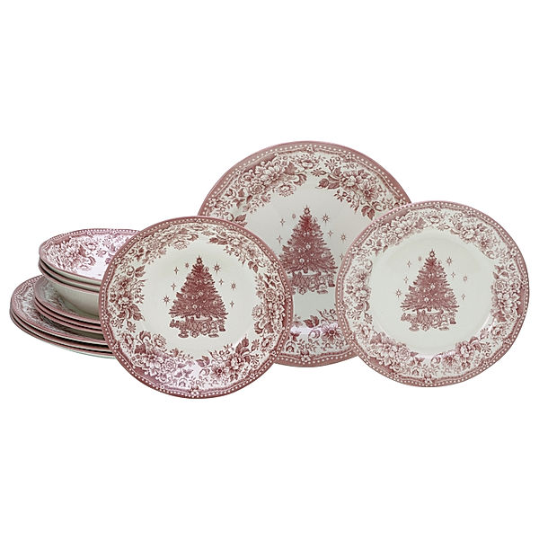 CreaTable Tellerset 12-tlg Tannenbaum rot