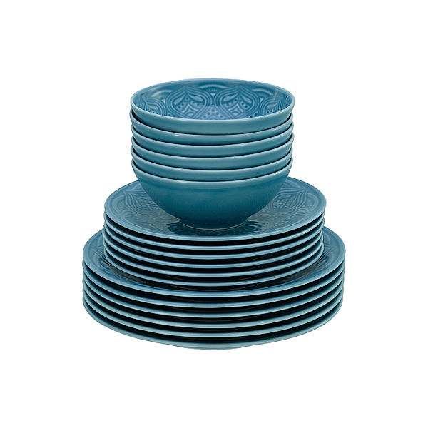 CreaTable Tellerset 18-tlg Orient Mandala blau