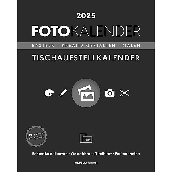 Creative Line Tischaufsteller hoch 2025 - Kreativ-Kalender - DIY-Kalender - Kalender-zum-Basteln - Tischkalender - 16x20