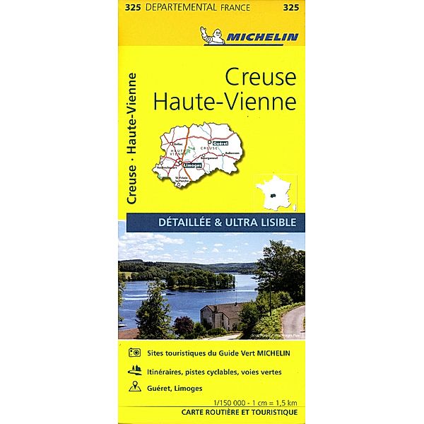 Creuse, Haute-Vienne (Limousin)  Michelin Local Map 325