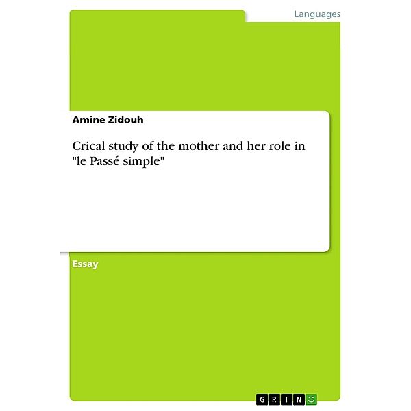 Crical study of the mother and her role in le Passé simple, Amine Zidouh