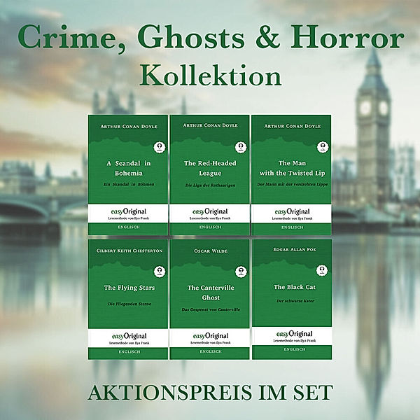 Crime, Ghosts & Horror Kollektion (Bücher + Audio-Online) - Lesemethode von Ilya Frank, m. 6 Audio, m. 6 Audio, 6 Teile, Arthur Conan Doyle, Gilbert K. Chesterton, Oscar Wilde, Edgar Allan Poe